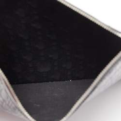 Pre Owned Carolina Herrera Black Monogram Embossed Leather Zip Wristlet Pouch