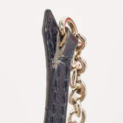 Pre Owned Carolina Herrera Navy Blue Leather Minueto Flap Bag