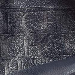 Pre Owned Carolina Herrera Navy Blue Leather Minueto Flap Bag