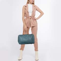 Pre Owned Carolina Herrera Light Blue Monogram Leather large Andy Boston Bag