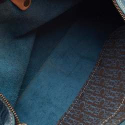 Pre Owned Carolina Herrera Light Blue Monogram Leather large Andy Boston Bag