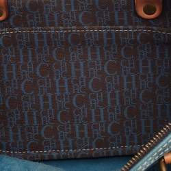 Pre Owned Carolina Herrera Light Blue Monogram Leather large Andy Boston Bag