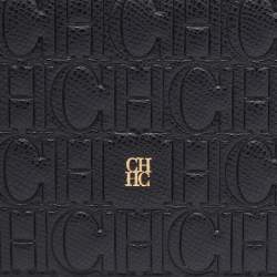 Carolina Herrera Black Monogram Leather Bifold Continental Wallet