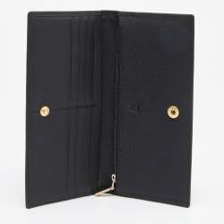 Pre Owned Carolina Herrera Black Monogram Leather Bifold Continental Wallet