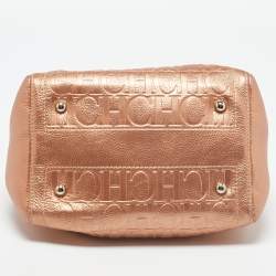 Pre Owned Carolina Herrera Metallic Leather Andy Boston Bag
