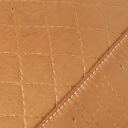 Pre Owned  Carolina Herrera Gold Quilted and Monogram Embossed Leather Flap Shoulder Bag 