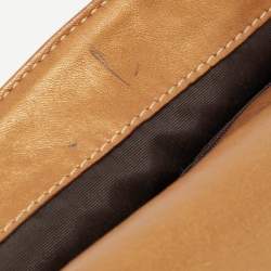 Pre Owned  Carolina Herrera Gold Quilted and Monogram Embossed Leather Flap Shoulder Bag 