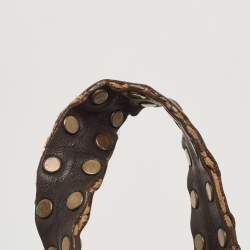 Carolina Herrera Beige/Brown Monogram Canvas and Leather Studded Shopper Tote