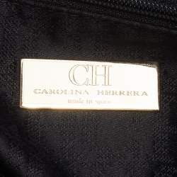 Pre Owned Carolina Herrera Black Monogram Leather Chain Tote