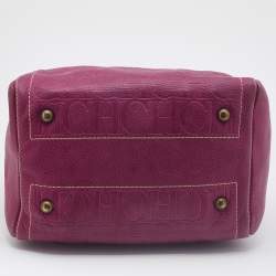 Pre Owned Carolina Herrera Pink/Brown Monogram Leather Small Andy Boston Bag