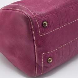 Pre Owned Carolina Herrera Pink/Brown Monogram Leather Small Andy Boston Bag