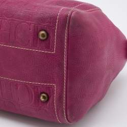 Pre Owned Carolina Herrera Pink/Brown Monogram Leather Small Andy Boston Bag