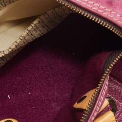 Pre Owned Carolina Herrera Pink/Brown Monogram Leather Small Andy Boston Bag