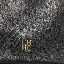 Carolina Herrera Black Leather Minuetto Flap Top Handle Bag