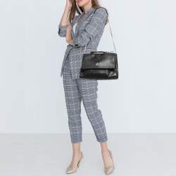 Carolina Herrera Black Leather Minuetto Flap Top Handle Bag