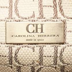 Carolina Herrera Brown/Beige Monogram Canvas and Leather Patchwork Tote