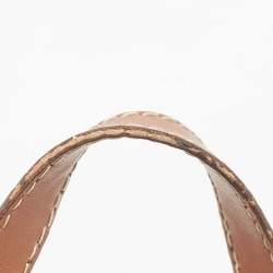 Carolina Herrera Brown/Beige Monogram Canvas and Leather Patchwork Tote