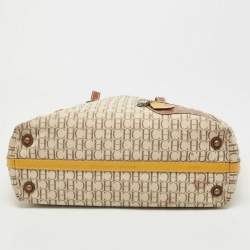 Carolina Herrera Brown/Beige Monogram Canvas and Leather Patchwork Tote