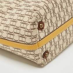 Carolina Herrera Brown/Beige Monogram Canvas and Leather Patchwork Tote