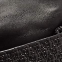 Pre Owned CH Carolina Herrera Black Embossed Leather Medium Camelot Shoulder Bag