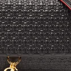 Pre Owned CH Carolina Herrera Black Embossed Leather Medium Camelot Shoulder Bag