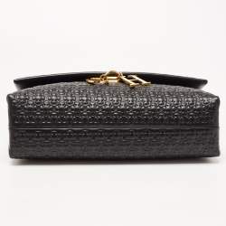 Pre Owned CH Carolina Herrera Black Embossed Leather Medium Camelot Shoulder Bag
