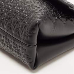 Pre Owned CH Carolina Herrera Black Embossed Leather Medium Camelot Shoulder Bag