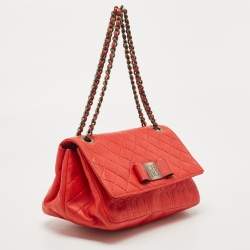 Carolina Herrera Red Quilted Leather Bow Flap Chain Bag