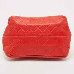 Carolina Herrera Red Quilted Leather Bow Flap Chain Bag