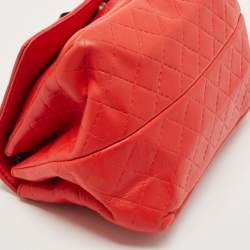Carolina Herrera Red Quilted Leather Bow Flap Chain Bag