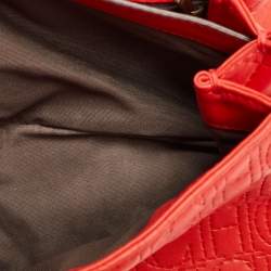 Carolina Herrera Red Quilted Leather Bow Flap Chain Bag