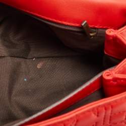 Carolina Herrera Red Quilted Leather Bow Flap Chain Bag