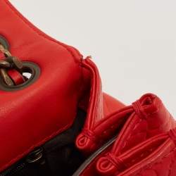 Carolina Herrera Red Quilted Leather Bow Flap Chain Bag