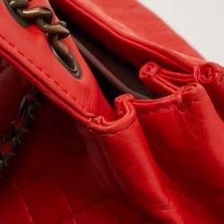 Carolina Herrera Red Quilted Leather Bow Flap Chain Bag