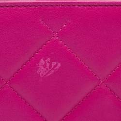 Pre Owned CH Carolina Herrera Pink Quilted Leather Frame Chain Clutch