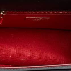 Carolina Herrera Black Embossed Leather Pushlock Flap Top Handle Bag