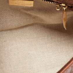 Pre Owned  Carolina Herrera Brown Monogram Leather Medium Andy Locked Crossbody Bag 