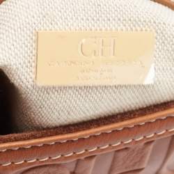 Pre Owned  Carolina Herrera Brown Monogram Leather Medium Andy Locked Crossbody Bag 