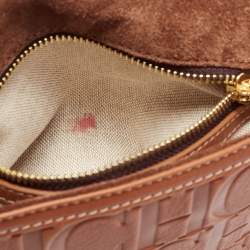 Pre Owned  Carolina Herrera Brown Monogram Leather Medium Andy Locked Crossbody Bag 