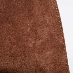 Pre Owned  Carolina Herrera Brown Monogram Leather Medium Andy Locked Crossbody Bag 