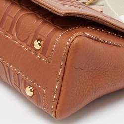 Pre Owned  Carolina Herrera Brown Monogram Leather Medium Andy Locked Crossbody Bag 