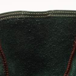 Pre Owned  Carolina Herrera Green Monogram Embossed Leather Andy Tote