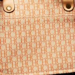 Pre Owned  Carolina Herrera Green Monogram Embossed Leather Andy Tote