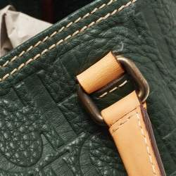 Pre Owned  Carolina Herrera Green Monogram Embossed Leather Andy Tote