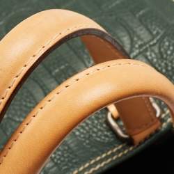 Pre Owned  Carolina Herrera Green Monogram Embossed Leather Andy Tote