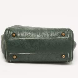 Pre Owned  Carolina Herrera Green Monogram Embossed Leather Andy Tote