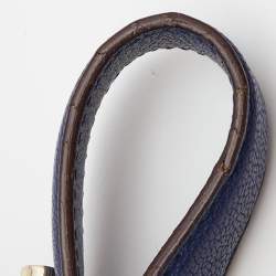 Pre Owned Carolina Herrera Navy Blue Leather Crystals Embellished Lock and Logo Chain Bag