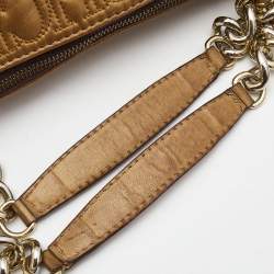 Pre Owned  Carolina Herrera Bronze Monogram Embossed Leather Chain Bag
