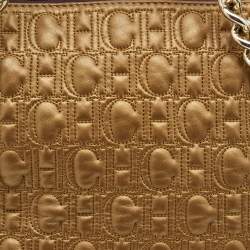 Pre Owned  Carolina Herrera Bronze Monogram Embossed Leather Chain Bag