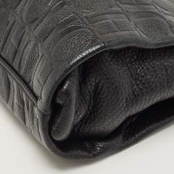 Carolina Herrera Black Monogram Leather Shoulder Bag